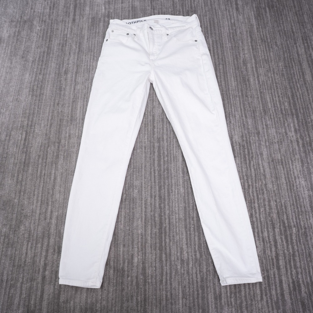 J.Crew Toothpick Jeans Womens 29 White Excellent 9 Inch High Rise Skinny Denim